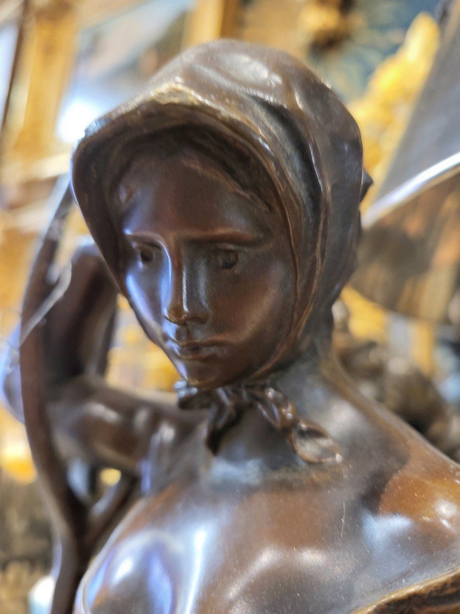 Sculpture Bronze Patiné La Faneuse Signée  Alfred  Boucher Ht 48  Fin XIXe-photo-6