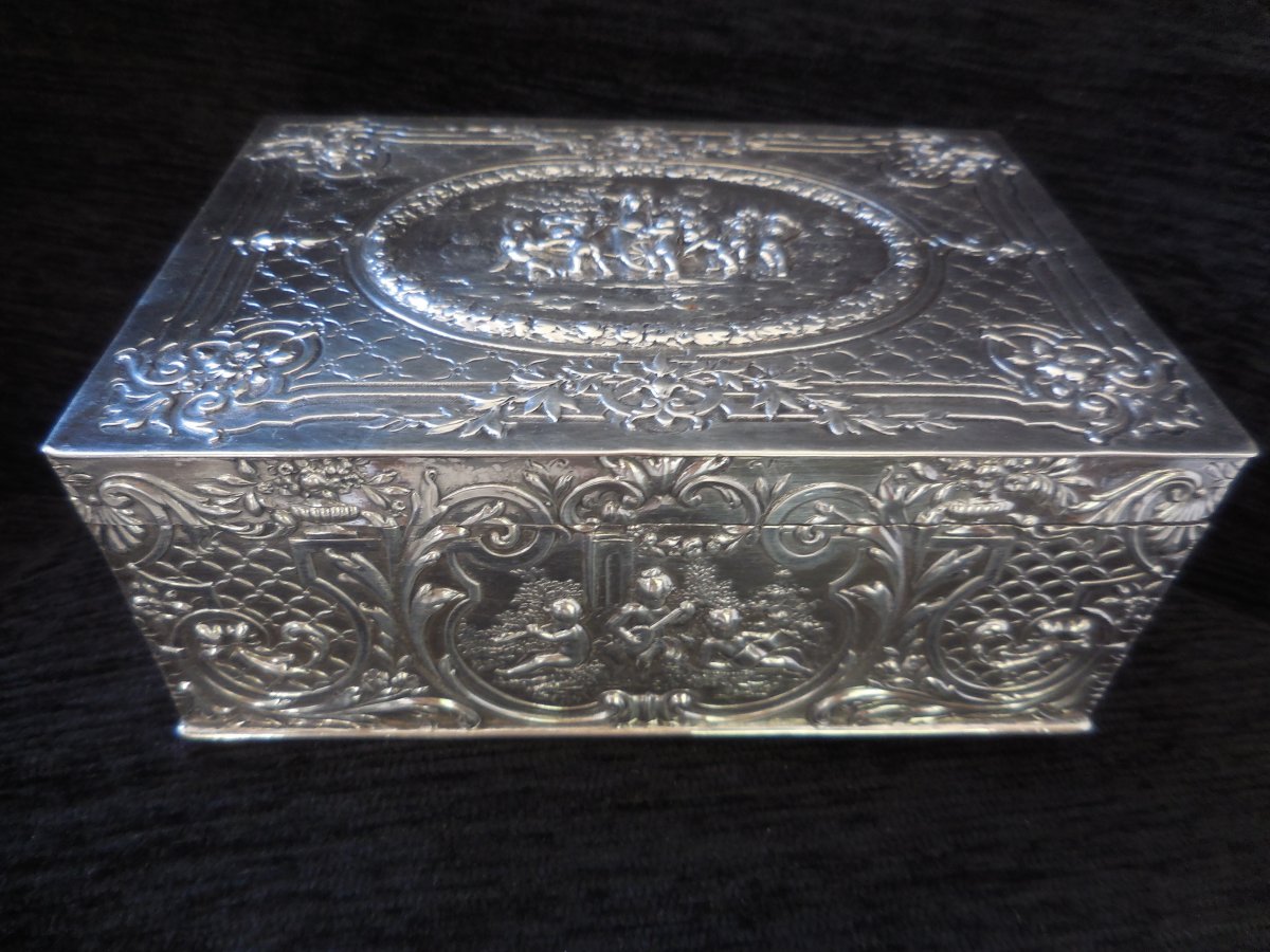 Large Solid Silver Box Decor Love Early Twentieth Time Weight 488gr