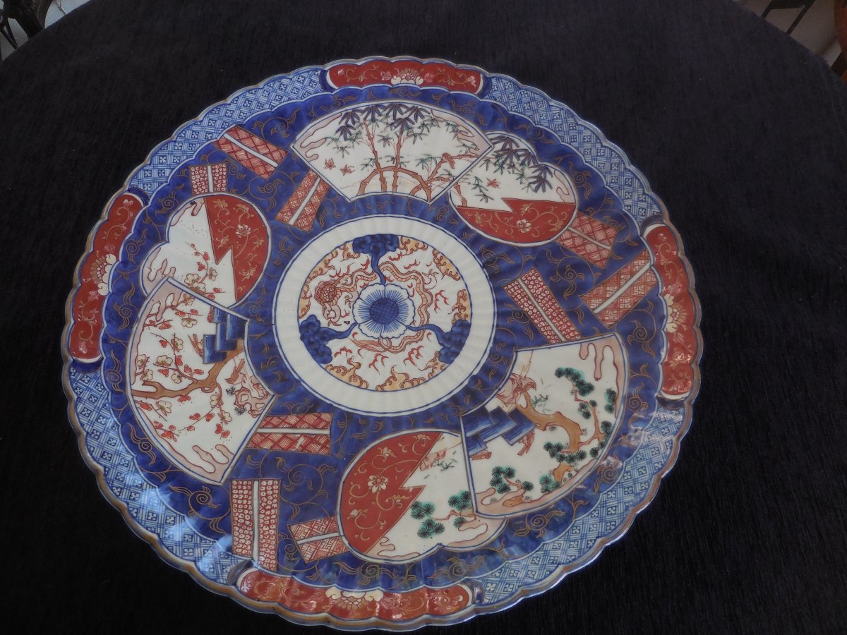 Large Porcelain Dish From Japan Imari Decor Nineteenth Time D.455cm4