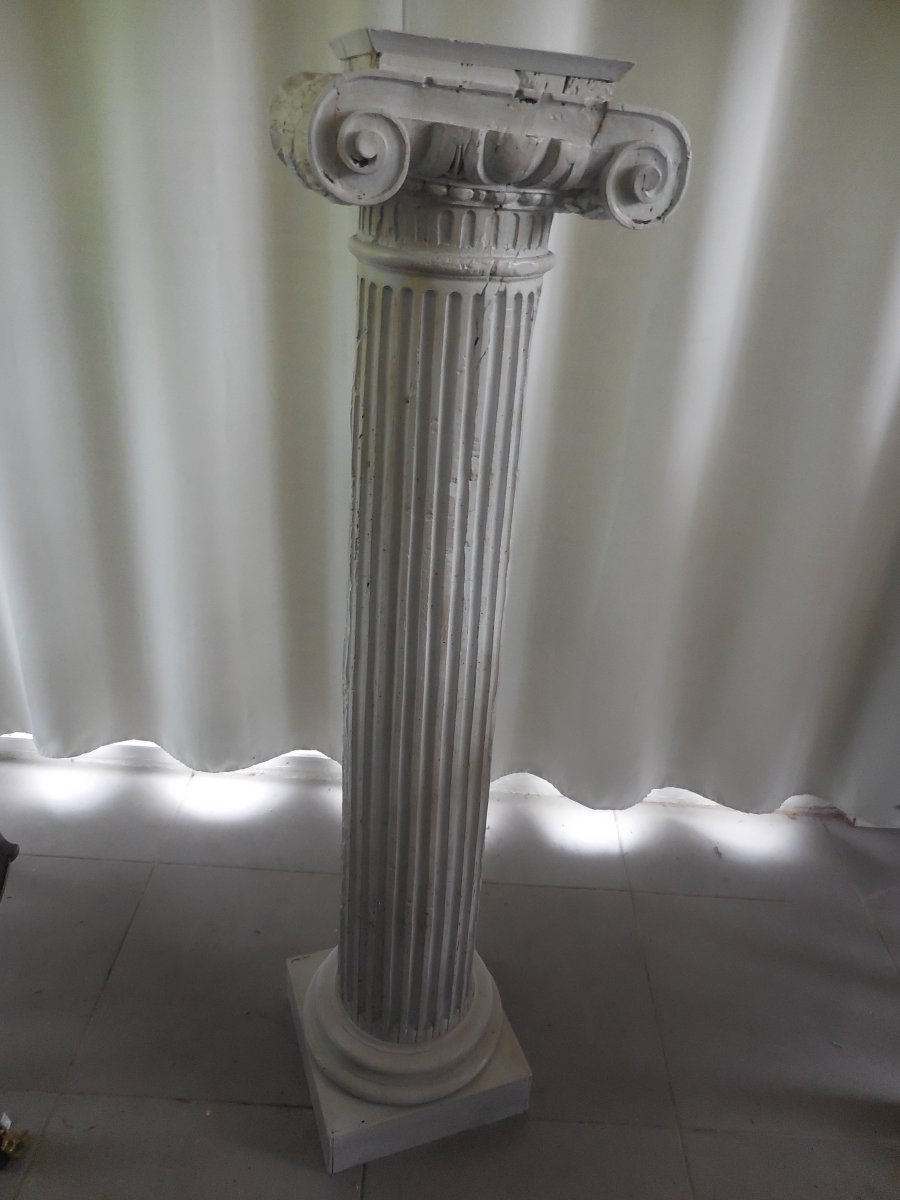 Sellette  Colonne Rudentée  Bois Laqué époque Louis XVI Ht 124cm