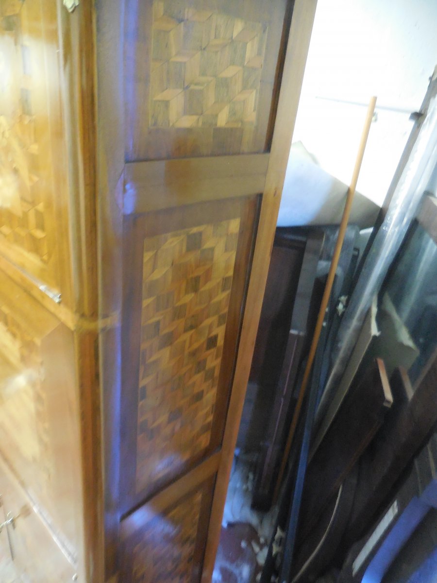 Guillotine Secretary Marquetry Late Louis XVI XVIIIth Height 168cm-photo-6