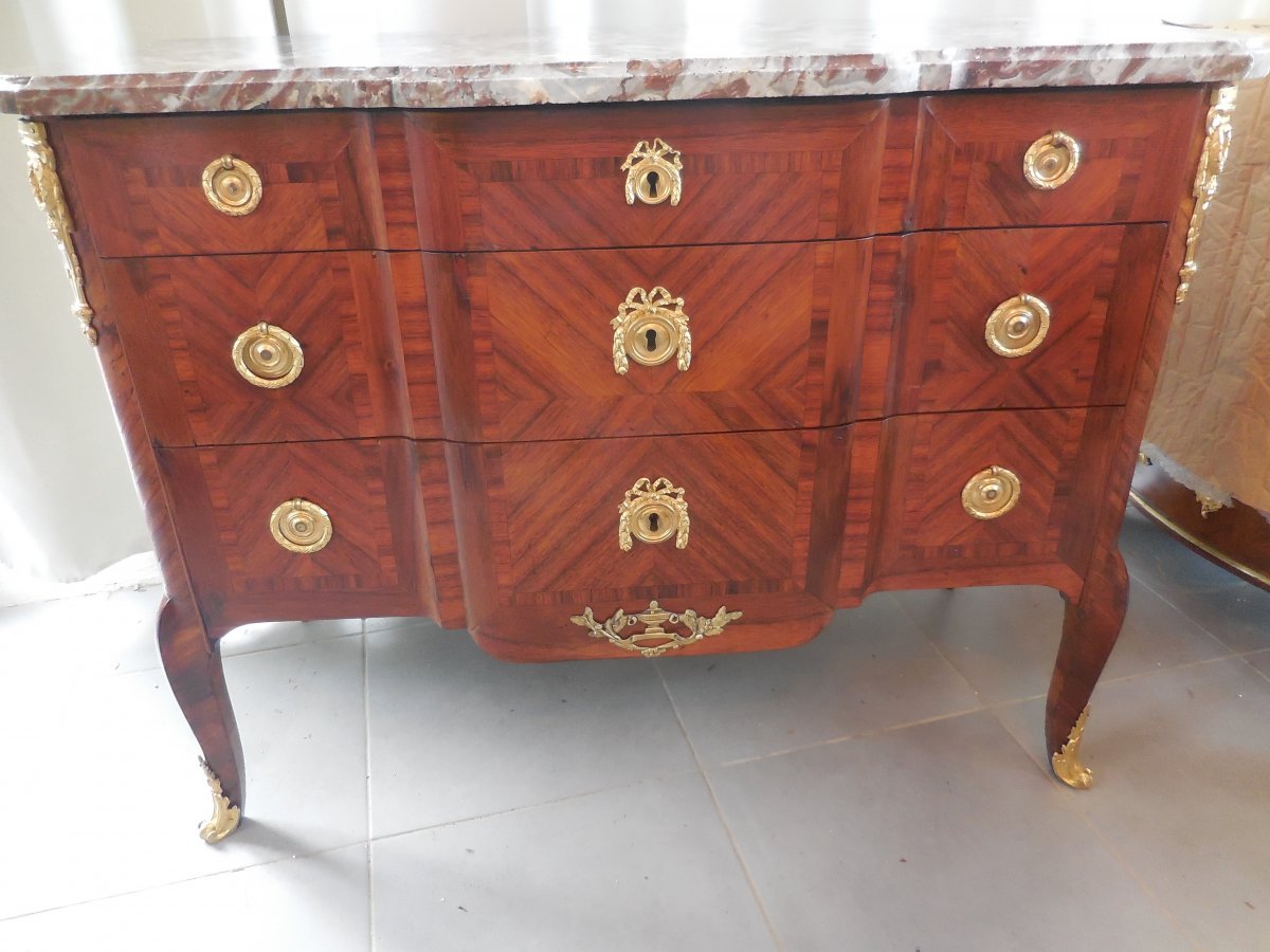 Commode  Marqueterie Transition Estampillée J.f Dubut  XVIIIe-photo-6