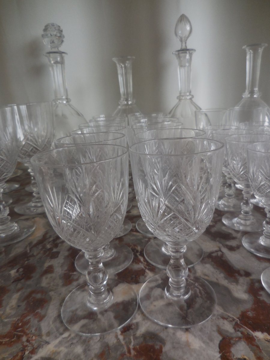 Baccarat Cut Crystal Glasses Service Model Douai Nineteenth Time 53 Pieces Tbe-photo-2