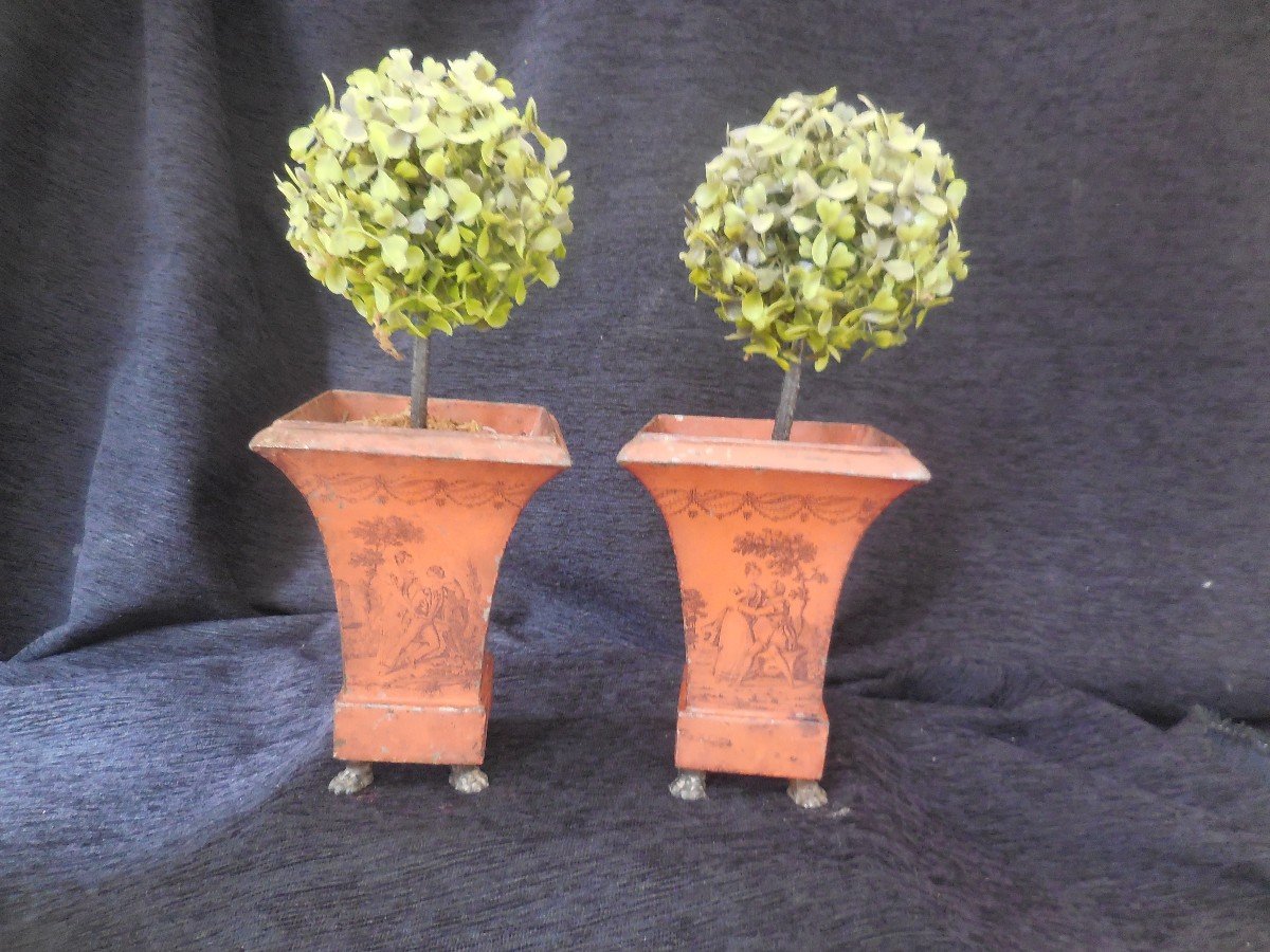 Pair Of Painted Tole Vases Empire Period Early Nineteenth Century-photo-4