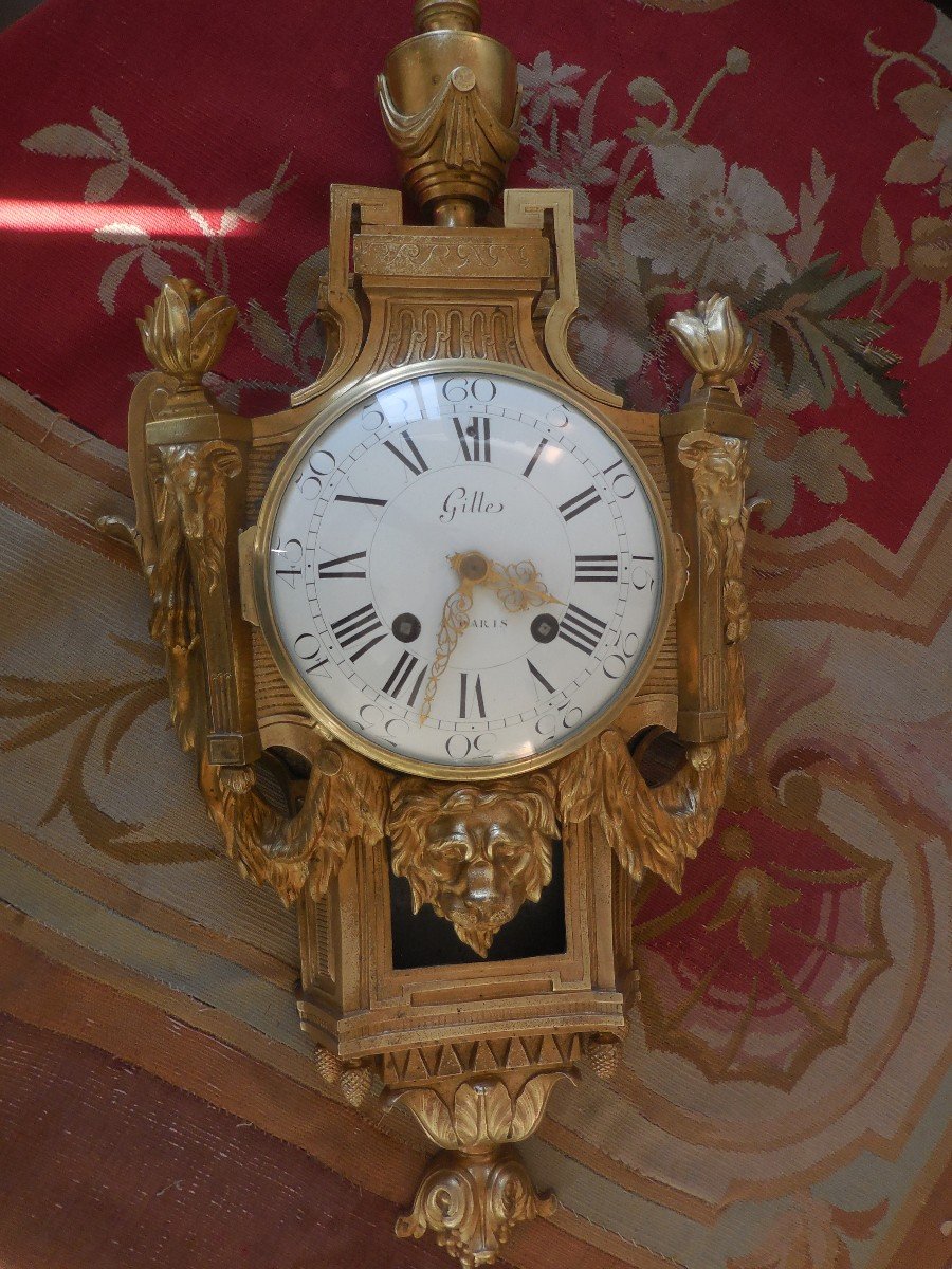 Grand Cartel Bronze Doré Signé Gille à Paris époque Louis XVI Ht84cm Md Delafosse ép. XVIIIe