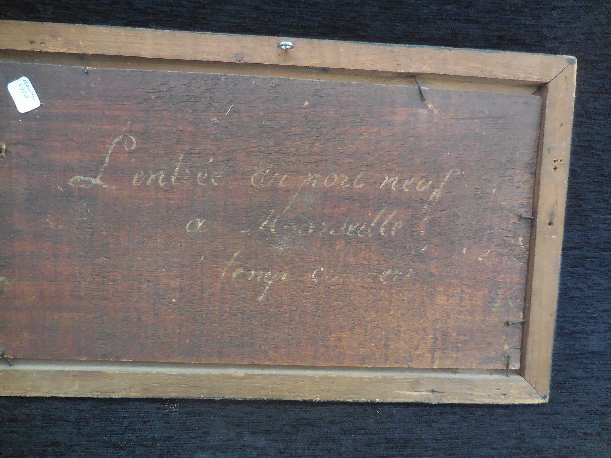 Huile sur panneau "le port de Marseille" sg AB et daté 1860-photo-2