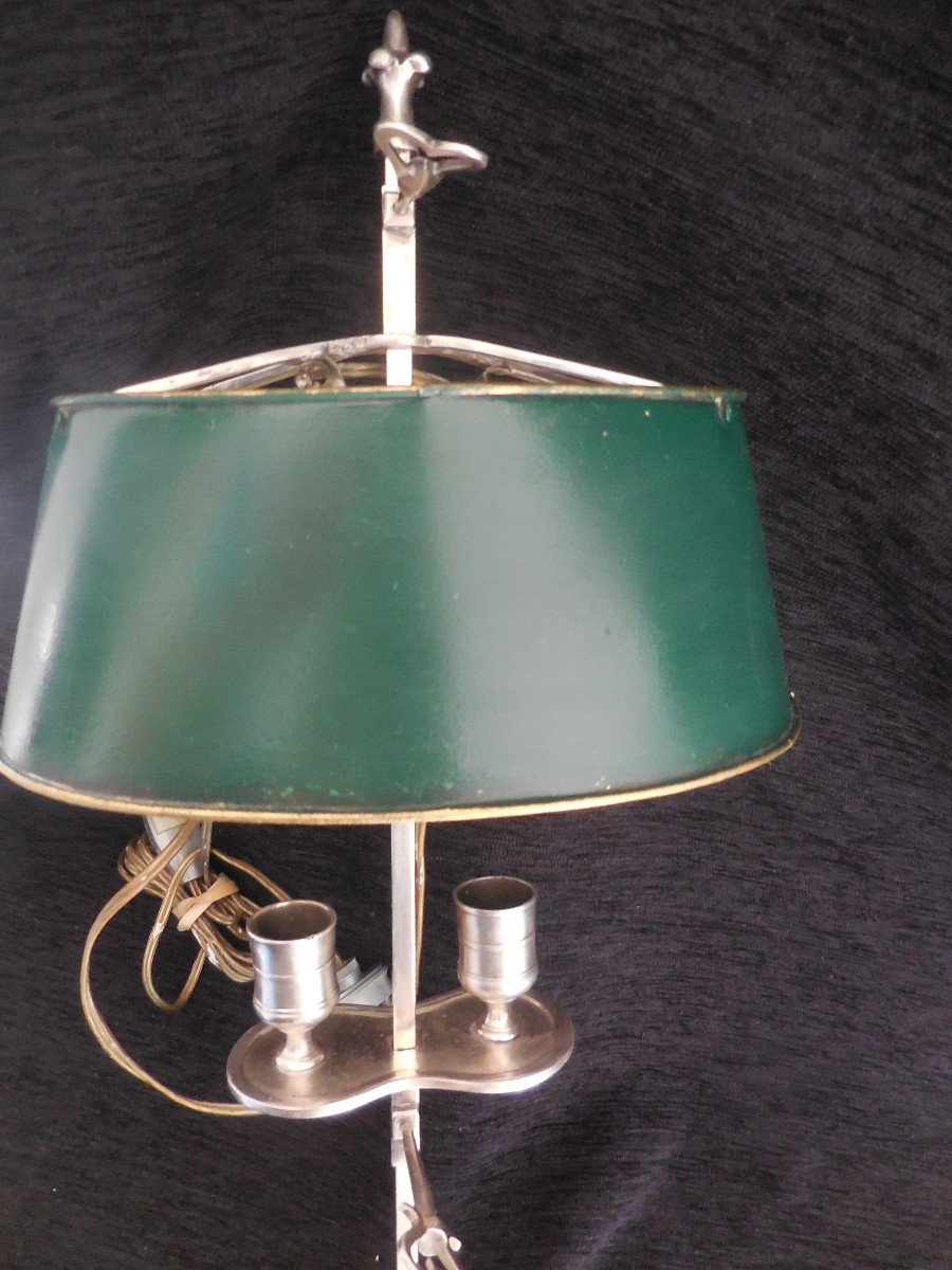 Small Hot Water Bottle Lamp In Silver Bronze With Two Lights From The Beginning Of The Nineteenth Century Ht 47cm-photo-2