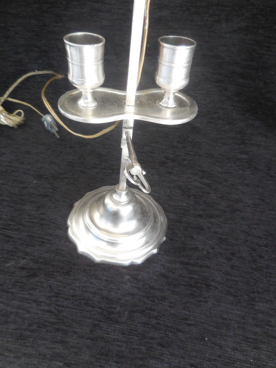 Small Hot Water Bottle Lamp In Silver Bronze With Two Lights From The Beginning Of The Nineteenth Century Ht 47cm-photo-4