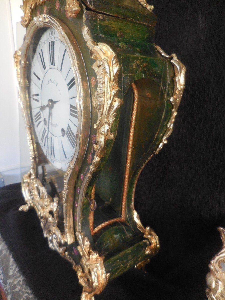Cartel Vernis Martin And Golden Bronzes Signed Ragot In Paris Louis XV Eighteenth Time H 103cm-photo-7