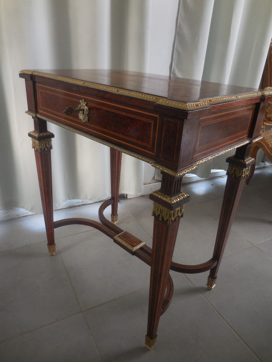 Louis XVI Marquetry Salon Table Nineteenth Time S-photo-2