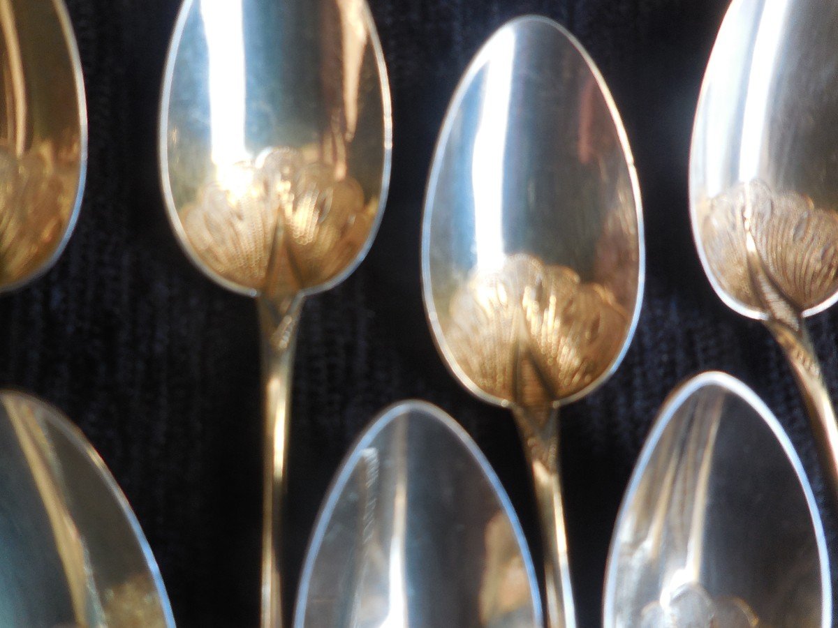 Service Of 17 Coffee Spoons In Vermeil Minerva Hallmark Louis Philippe Nineteenth Century 275g-photo-3