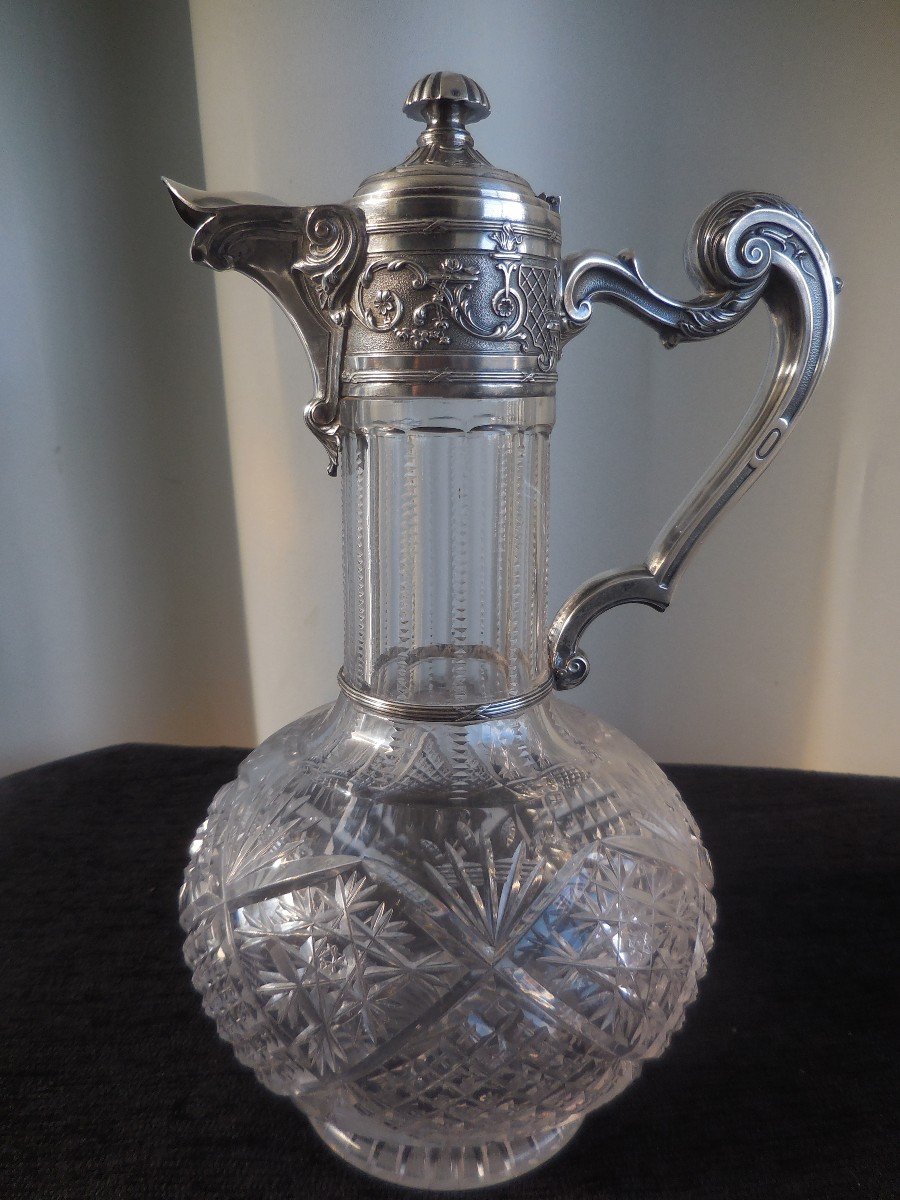 Ewer In Cut Crystal Silver Mount Minerva Napoleon III Nineteenth Time-photo-4