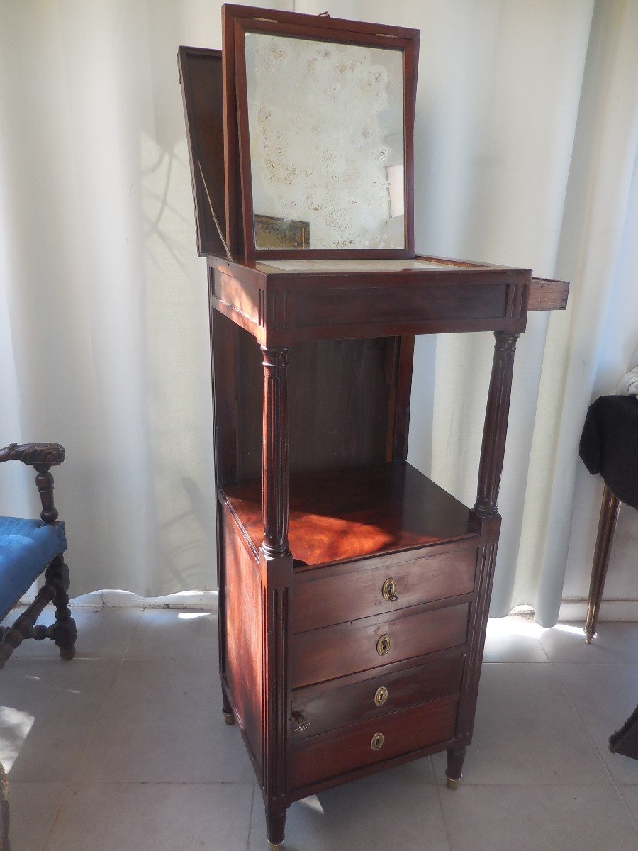 Meuble De Toilette Et à écrire En Acajou époque Louis XVI Fin XVIIIe-photo-4