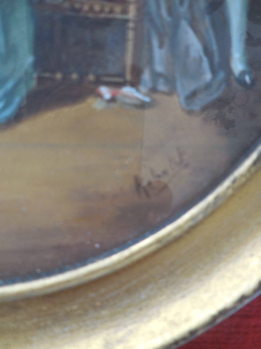 Paire De Gouaches Ovales Suiveur De Boilly , Cadre ,époque XIXe S-photo-3