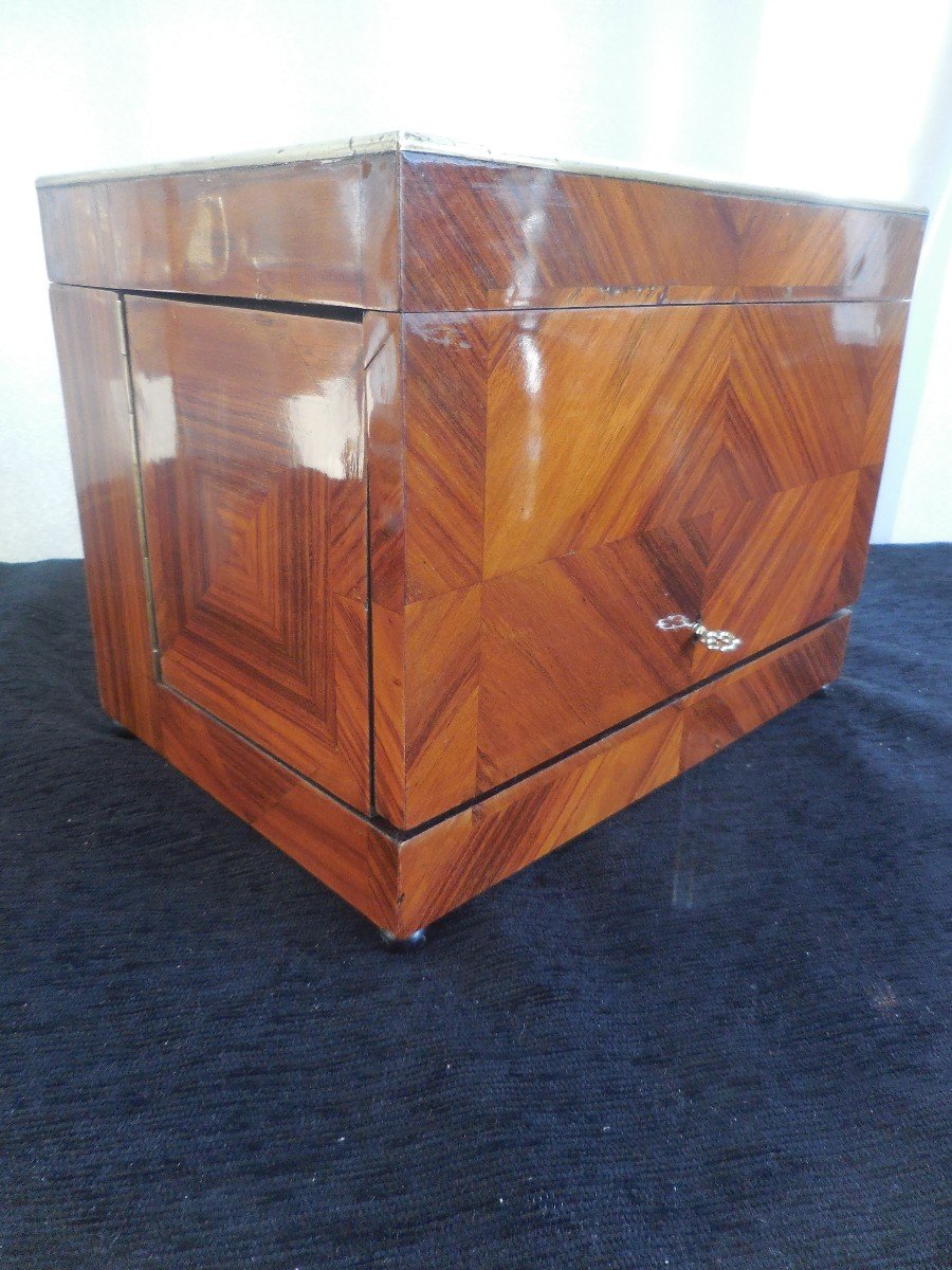 Liquor Cellar Marquetry Of Rosewood Crystal Nineteenth Time Tbe-photo-3