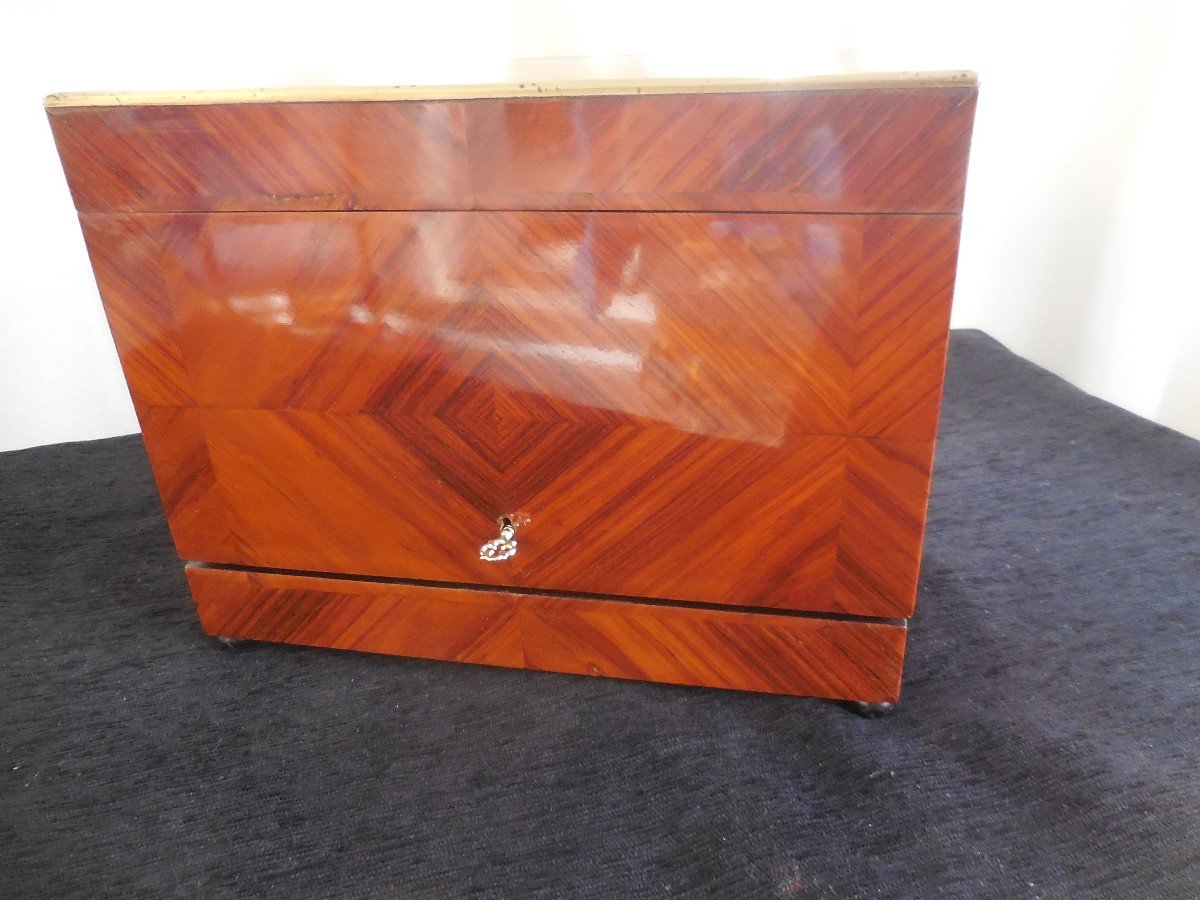 Liquor Cellar Marquetry Of Rosewood Crystal Nineteenth Time Tbe-photo-3