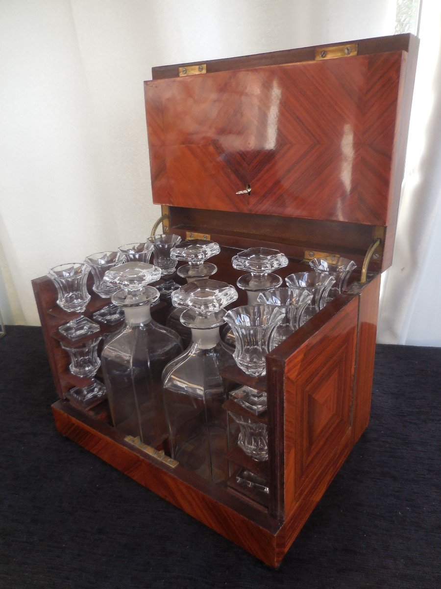 Liquor Cellar Marquetry Of Rosewood Crystal Nineteenth Time Tbe-photo-5