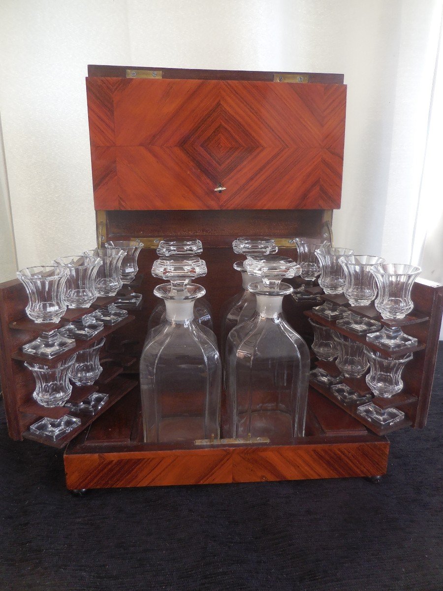 Liquor Cellar Marquetry Of Rosewood Crystal Nineteenth Time Tbe