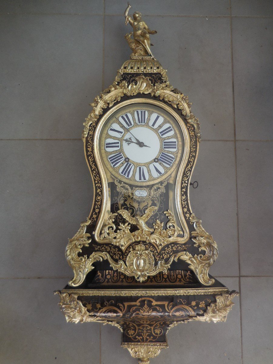 Grand Cartel Boulle Signé Colin De Laglizier Daté 1735  Début époque Louis XV Ht 119cm XVIIIe