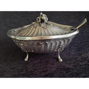 Coupe Navette Argent Intérieur Cristal Epoque XIXe 