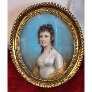 Portrait  Pastel d'une Jeune Merveilleuse  ec.F c.1790