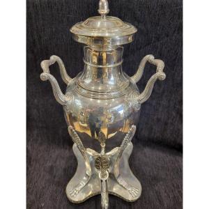 Hot Water Fountain Silver Plated Restoration Period Counts Coat Of Arms Nineteenth