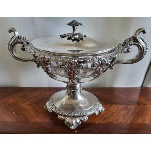 Grande Coupe Couverte Argent  Minerve   Ep L Ph  XIXe 924g L3Ocm