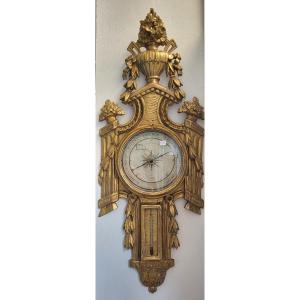 Large Golden Wood Barometer Louis XVI Period Louis XVI Period