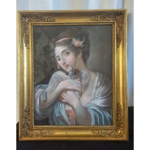 Pastel Young File à La Colombe Empire Period Early 19th Century Cade D Period 