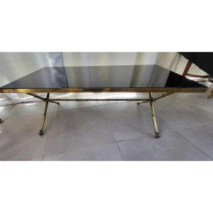 Coffee Table Maison Rings Golden Brass Tinted Glass  