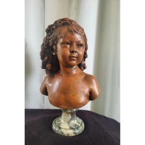 Buste Terre Cuite Signé Houdon époque XIXe  H 49cm