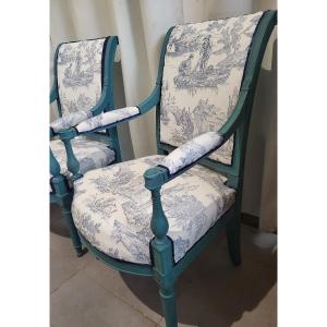 Pair Of Armchairs Stamped H.jacob, Directoire Period, 18th Century