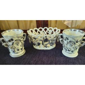 Garniture faience  de Langeais époque XIXe siècle 