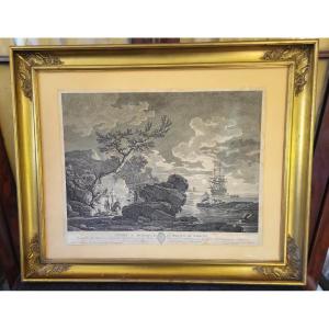 Grande estampe " La nuit Joseph  Vernet grav.Cathelin XVIII e 