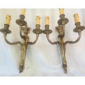 Paire d' appliques  bronze Louis XVI   fin XVIII e /XIXe 