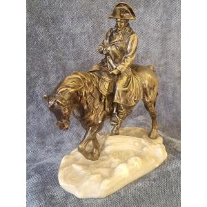 Sculpture Bronze  patine mordorée Napoléon Ier à  cheval   époque XIXe siècle 