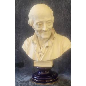 Buste manufacture Nationale Sèvres 1881 Voltaire H 31cm