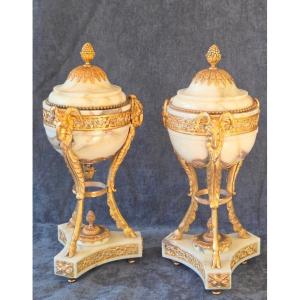 Pair Of Large Cassolettes, Gouthiére Model, Louis XVI Style