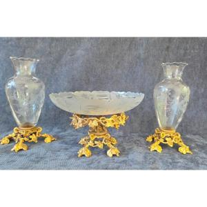 Baccarat Crystal And Gilded Bronze Inlay From The Napoleon III Era 