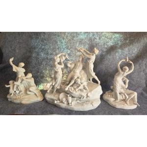 A 3-piece Bacchus Set, "biscuit" Glaze, Sèvres, 19th Century
