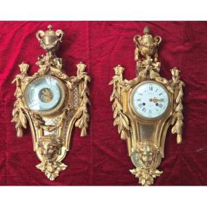 Matching Clock And Barometer, Napoleon III Period, Signed "ratel" In Paris