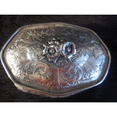 Large Chiseled Silver Box Pds362gr Work C.1900