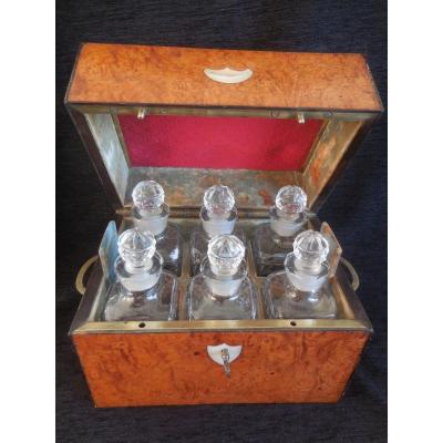 Liqueur Cellar 6 Cut Crystal Flasks Charles X Period Restoration Early Nineteenth Be