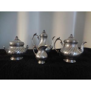 Louis XV Tea And Coffee Service In Silver Minerva Nineteenth Time Mo Rudolphe Beunké Paris