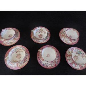 Set Of Six Cups And Saucers Minton Sarreguemines Nineteenth Time