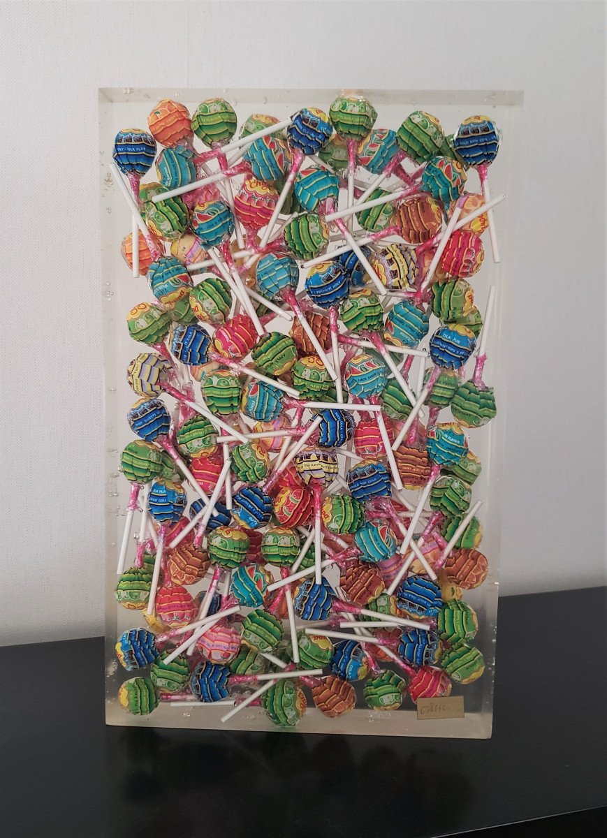 Arman, Signed And Numbered Sculpture, Chupa Chups Green-photo-3