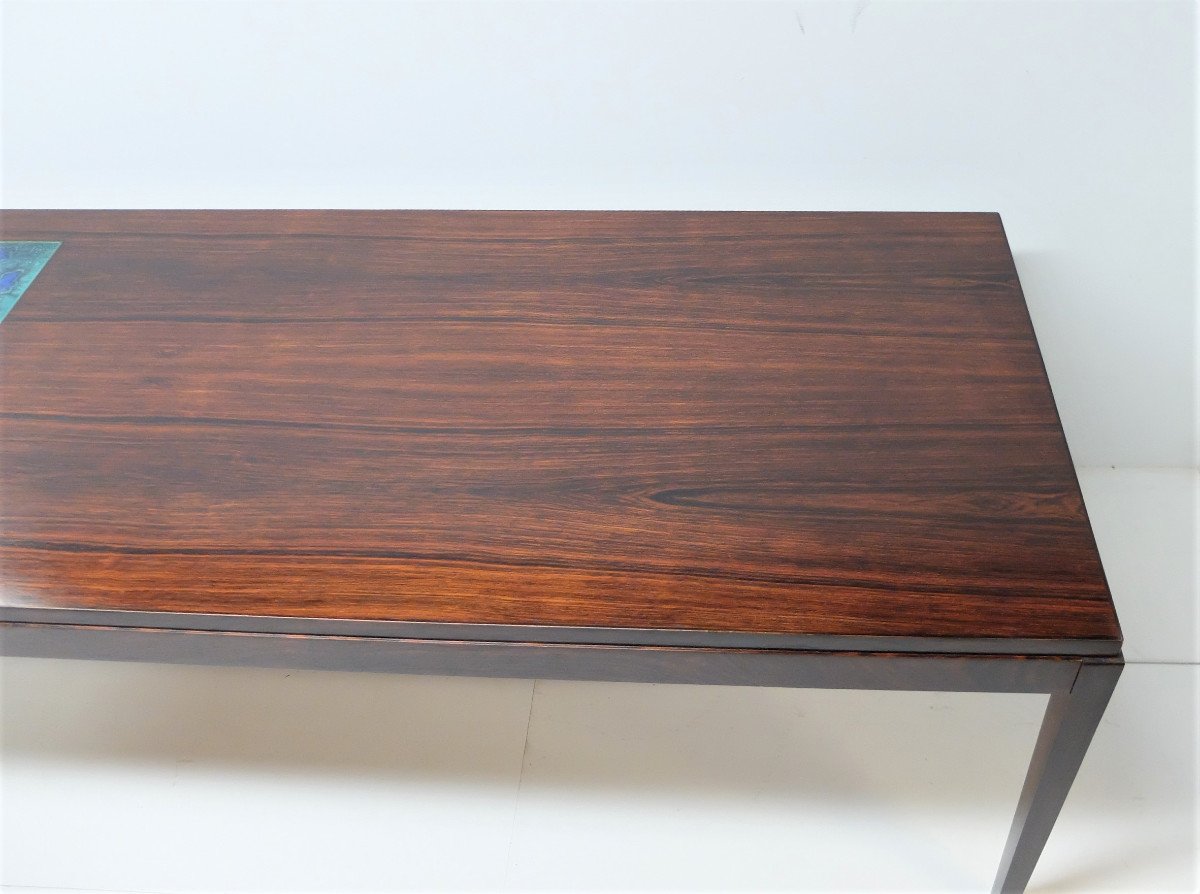 Table Basse Scandinave 1960, En Palissandre Et Carreaux De Céramique-photo-3