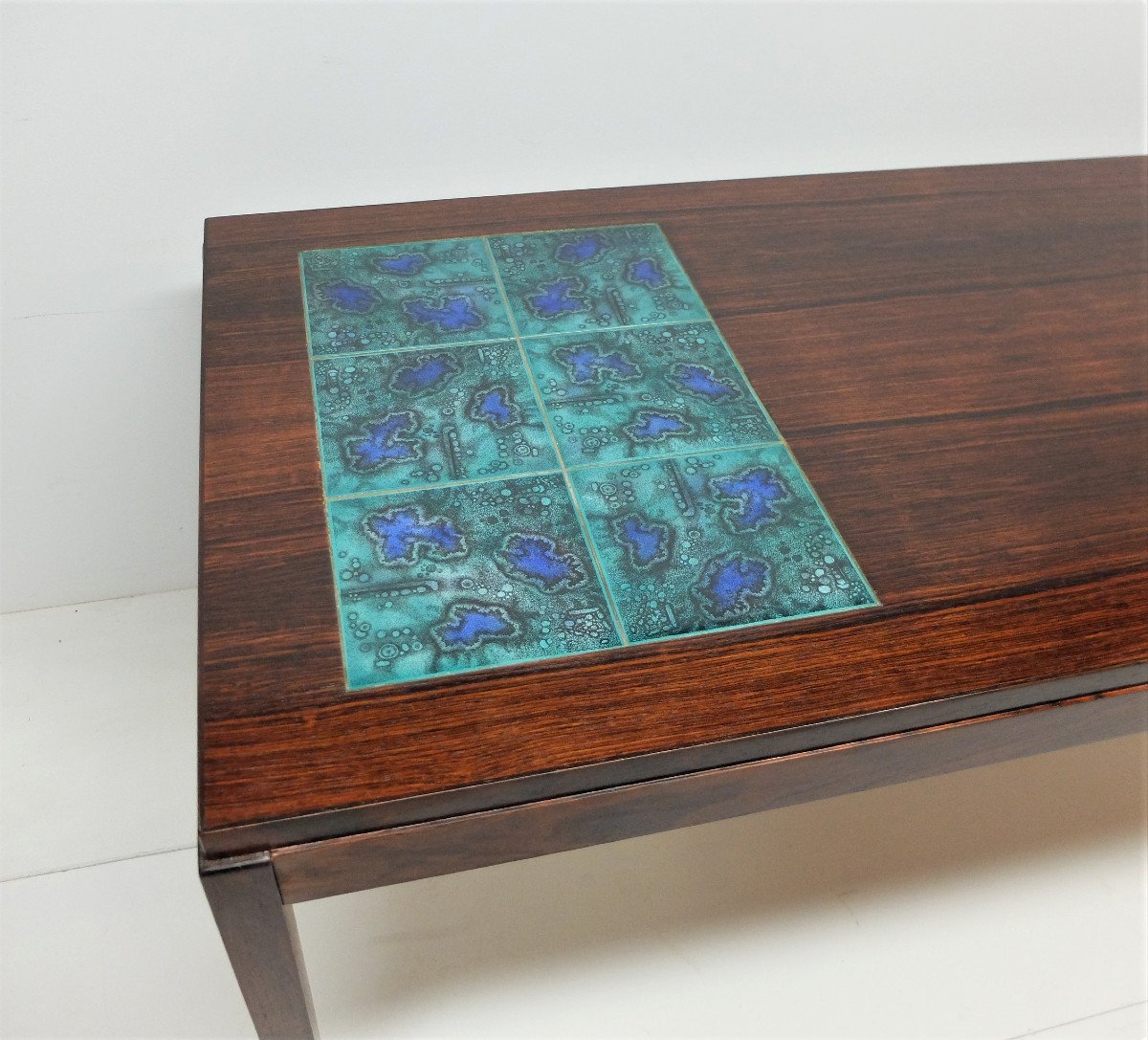 Table Basse Scandinave 1960, En Palissandre Et Carreaux De Céramique-photo-4