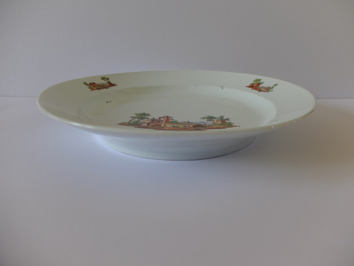 Niderviller 18ème Siècle, Plat En Porcelaine Décors De Paysages-photo-3
