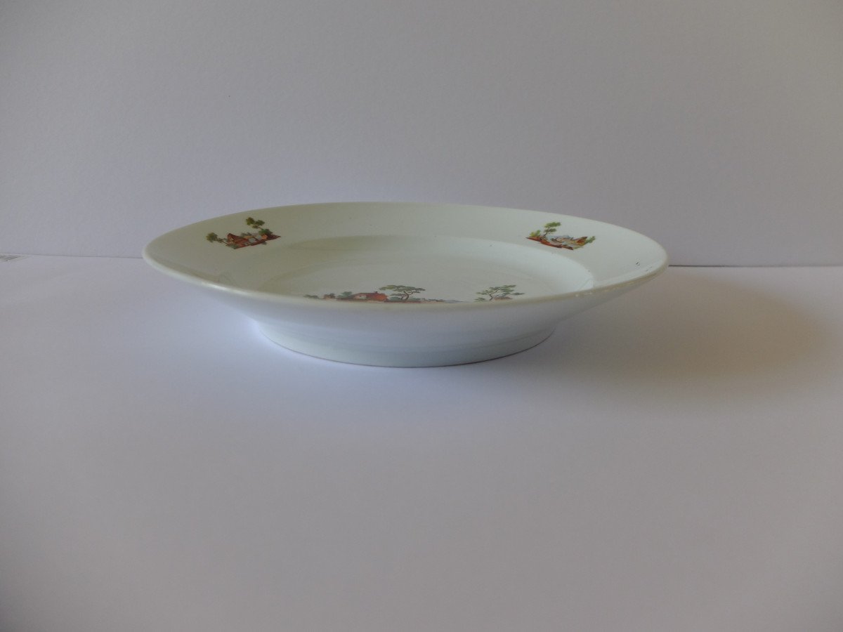 Niderviller 18th Century, Porcelain Dish Decorated With Landscapes-photo-3